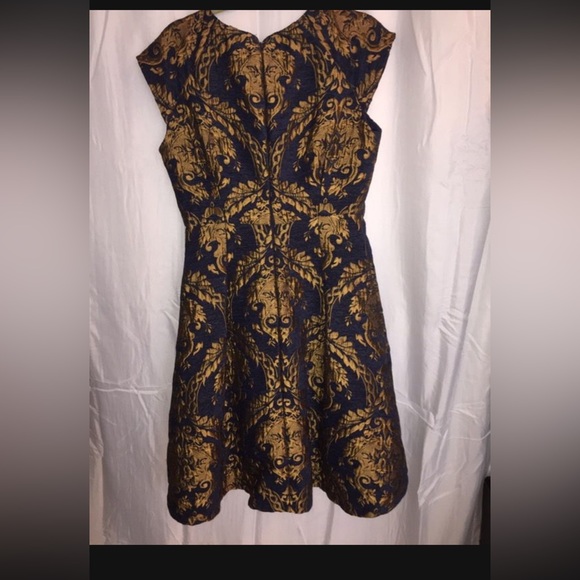 Chi chi London embroidery gold/blue dress - Picture 2 of 3
